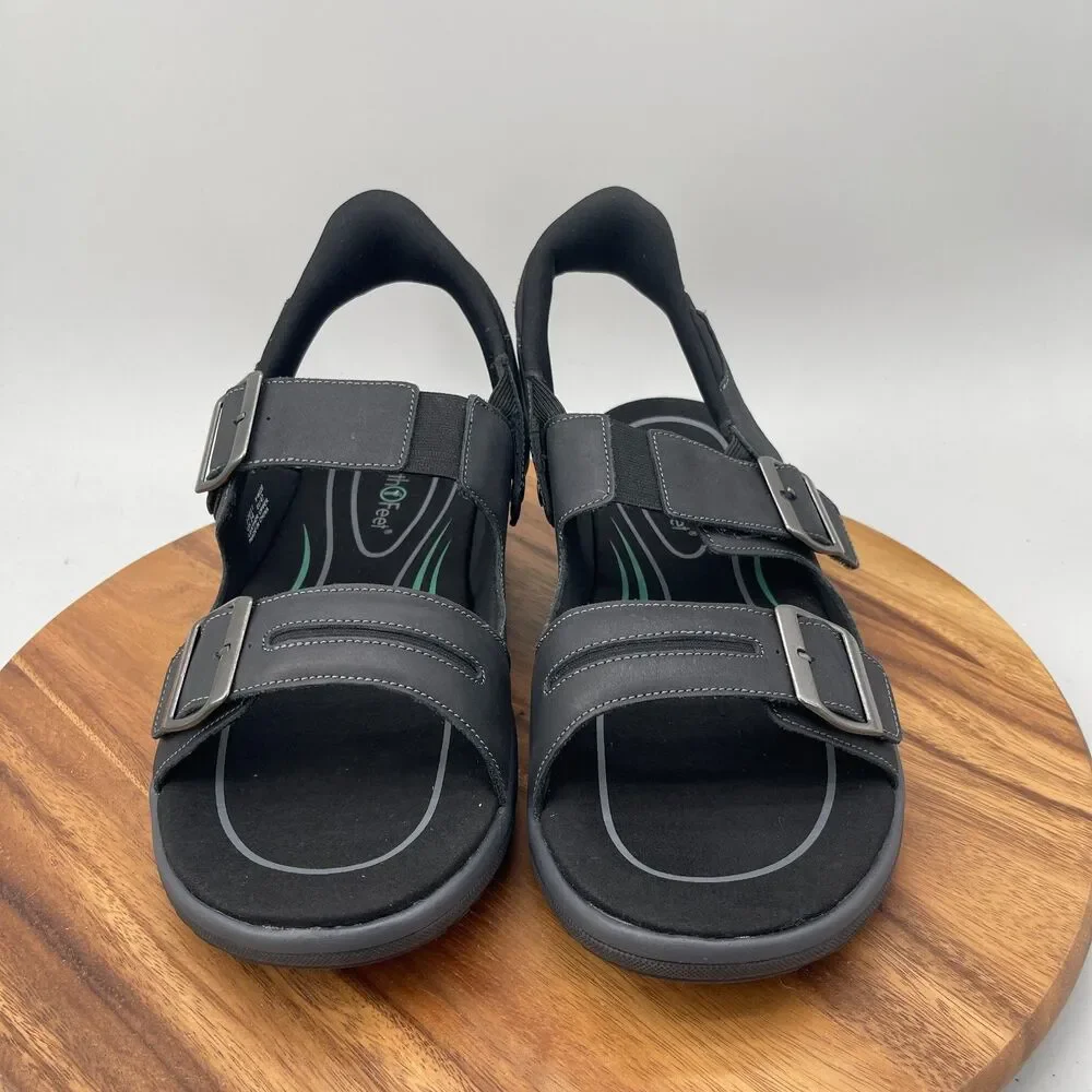 Orthofeet Jupiter Sandals Mens Size 14 Hands Free X Wide (4E) Black Leather